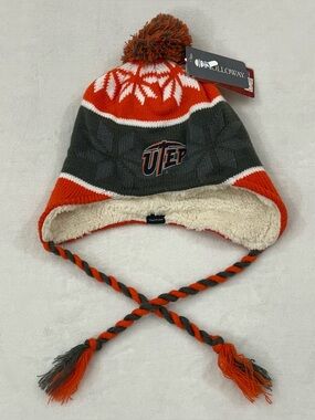 UTEP Miners NCAA Aviator Pom Pom Tassel Sherpa Inner Winter Knit Beanie Hat Cap
